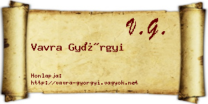 Vavra Györgyi névjegykártya